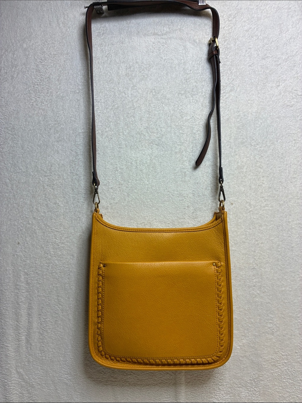 Style & Co. Mustard Yellow Leather Crossbody Bag with Braided Trim